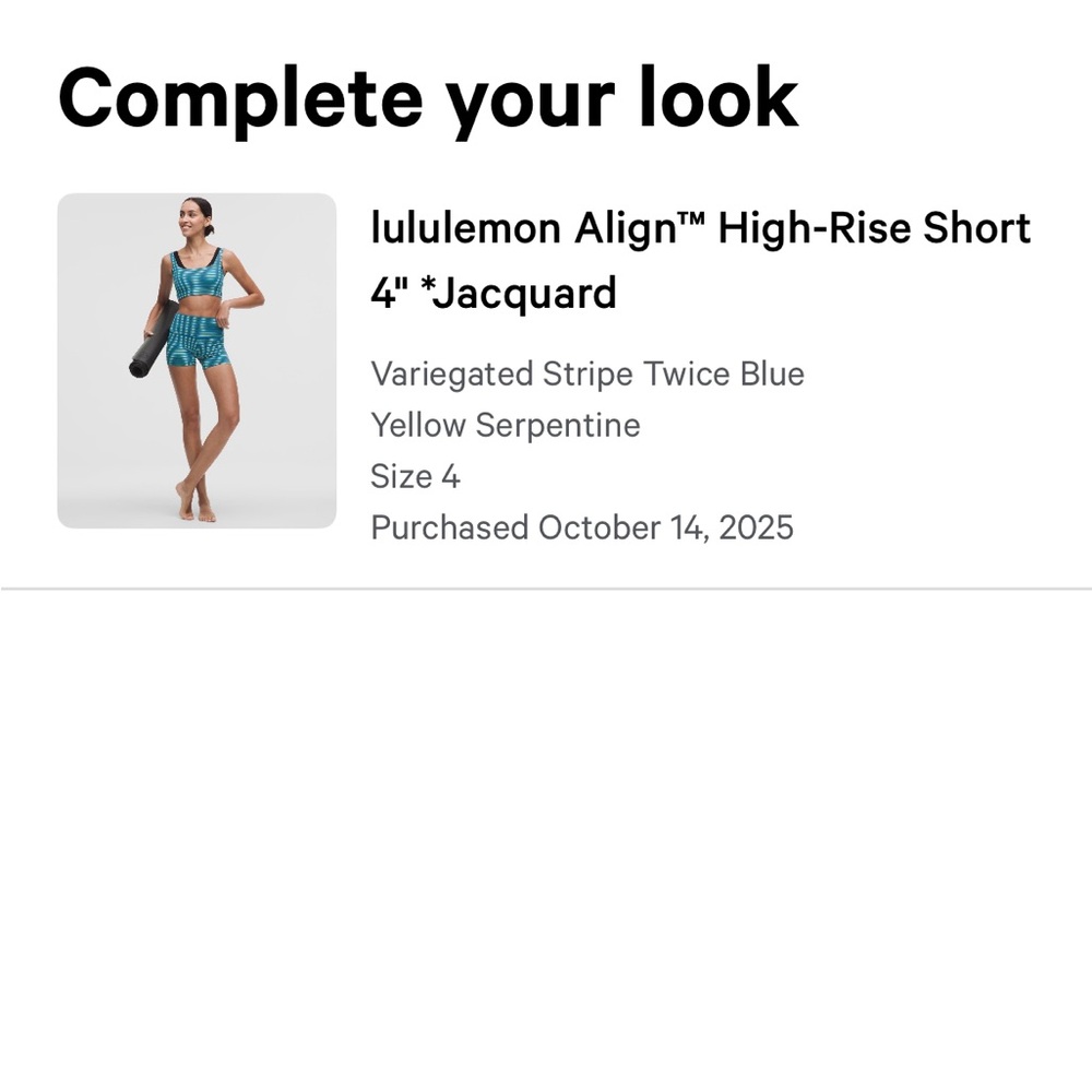 NWT Lululemon Align 4” Short - Picture 2 of 4